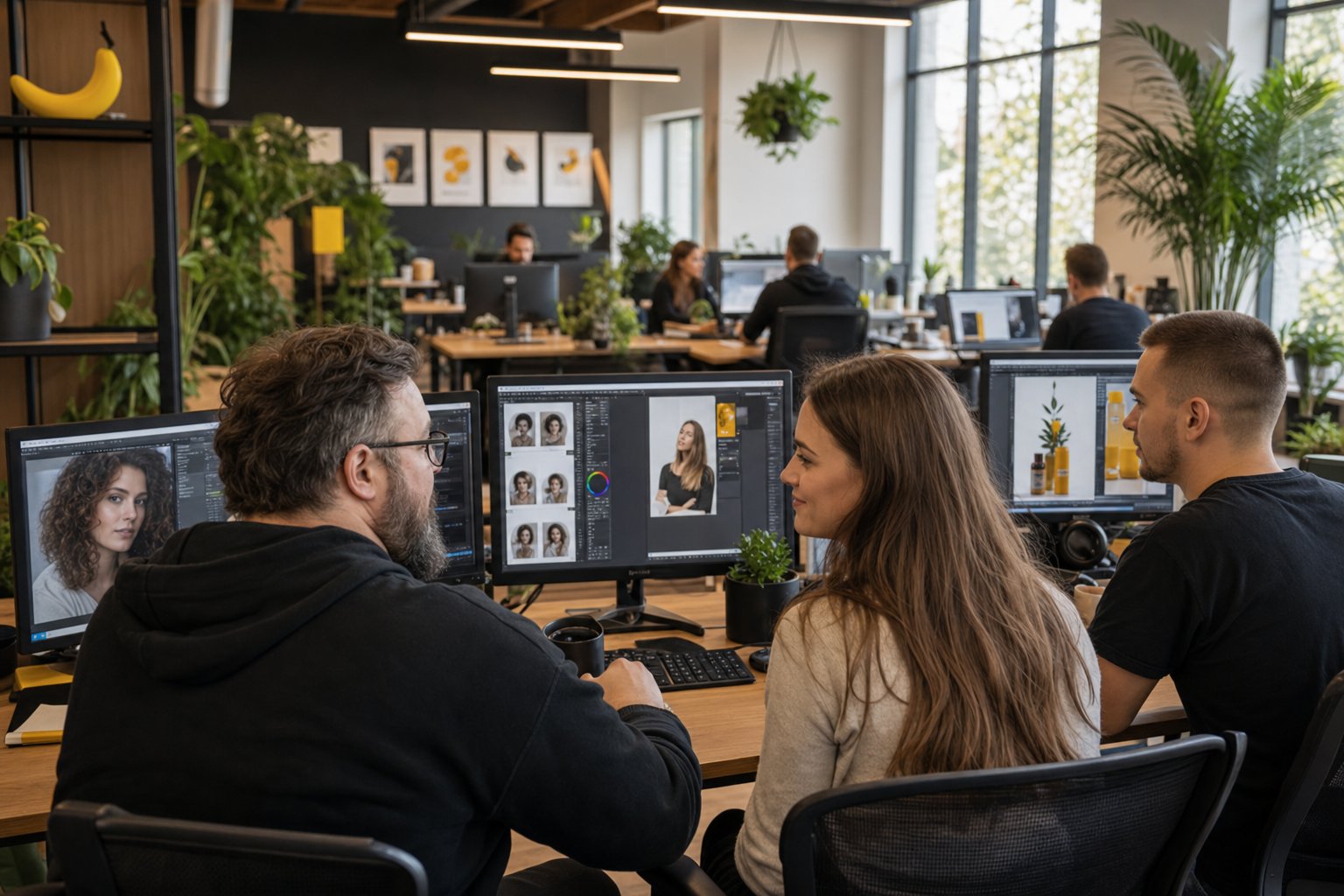 Команда FreeBanana.ru за работой над генерацией изображений