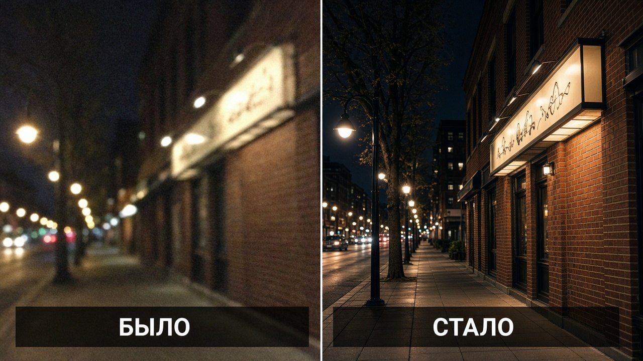 Улучшить качество ночного фото